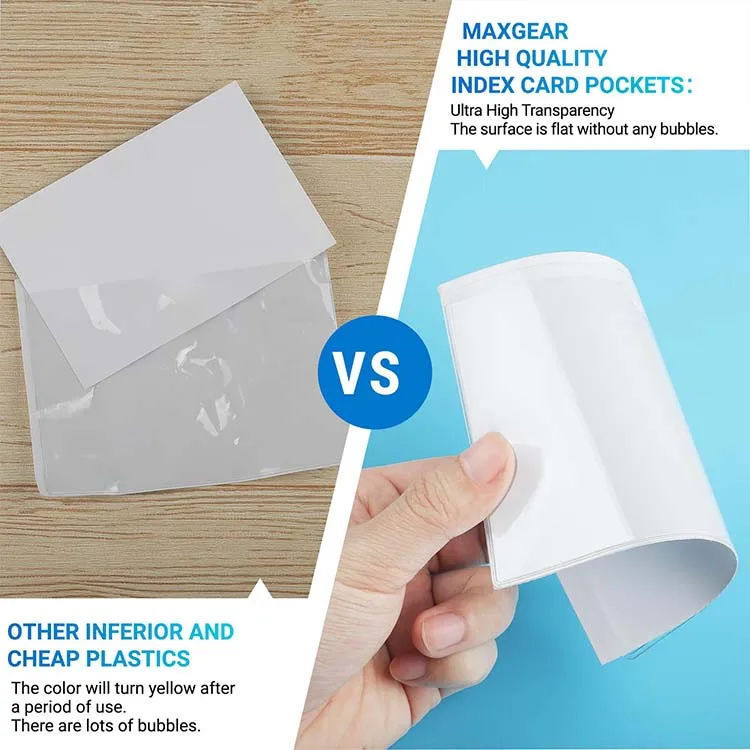 Custom Vinyl Pvc Self Pockets Pouch Label Holders Clear Self-Adhesive  Adhesive 4" X 6" Index Card Pockets With Top Open