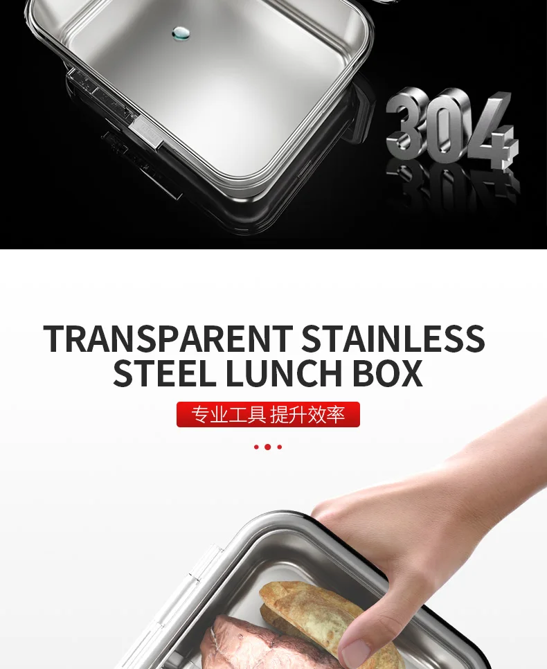 Aohea Hot new product lunch box for kids food container stainless steel bento lunch box with Anime Transparent lid supplier