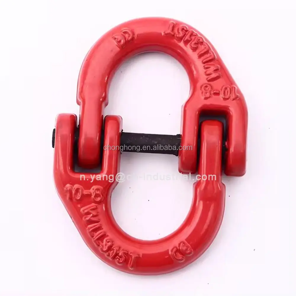 Bekith 4-Pack G80 Alloy Steel Hammerlock Coupling Links - 3/8 Inch, 7100 Lbs Capacity, Red