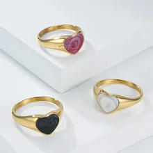 Wedding Band Ring Polished Trendy 18K Gold Stainless Steel Ring for Women Stainless Steel Jewelry for Women Girls