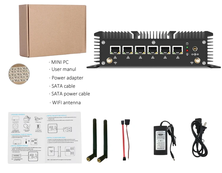 Firewall Hardware Mini Computer Pc I5 10310U 6 Nic Port Win Linux Pfsense OS for Network Appliance Wireless WIFI Status SATA