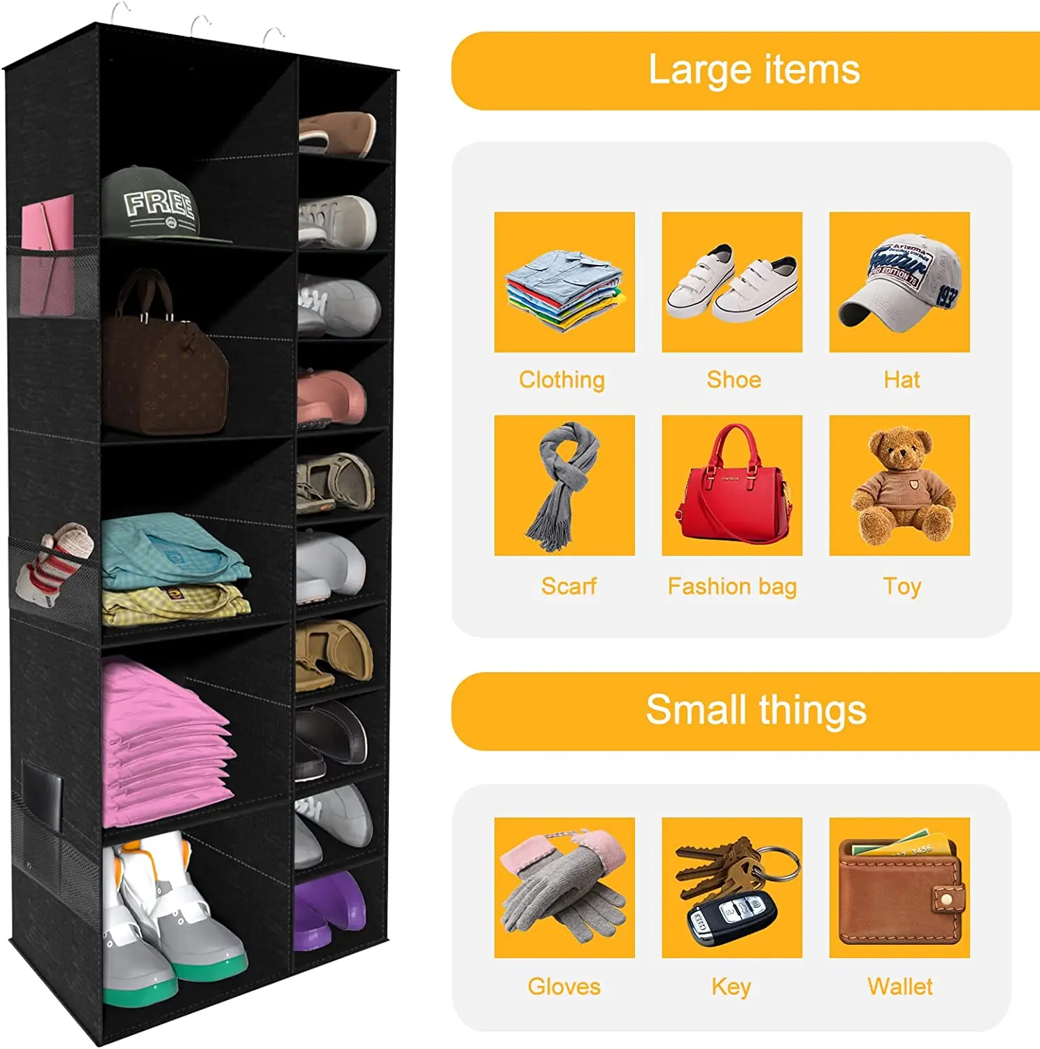 Collapsible Shelves Hanging Closet Organizer For Clothing Sweaters