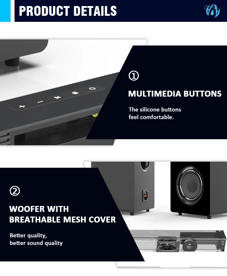 Wholesale Tv Bass Soundbar with Subwoofer Active Multimedia Home USB 2.1 Sound Bar Soundbar 5.1 Home Theater Bluetooth No Player