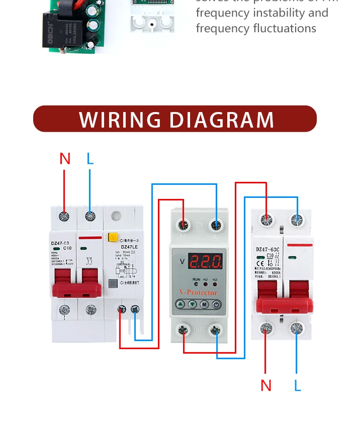 Din Rail 60a Voltage Display Relay Adjustable Over Under Voltage ...