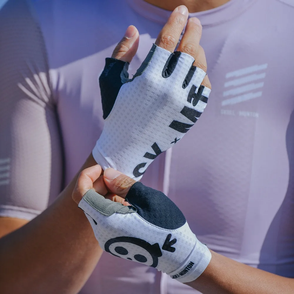 Skull Monton Cycling Gloves Half Finger Black Wholesale Custom Mens Road  Bike Gloves Fingerless Padded Summer Half Finger