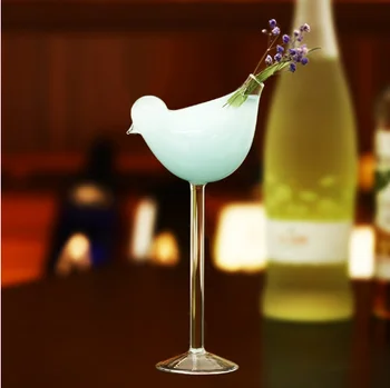 Big Clear!]Unique Glass Bird Glasses Drinking Bird Shaped Cocktail Wine  Glass Champagne Coupe Glass Bird Shape Martini Goblet Cup 