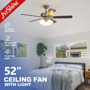 1stshine Ceiling Fan Classic Fancy Glass Lampshade Pull Chain AC Motor Ceiling Fan with Light Kit