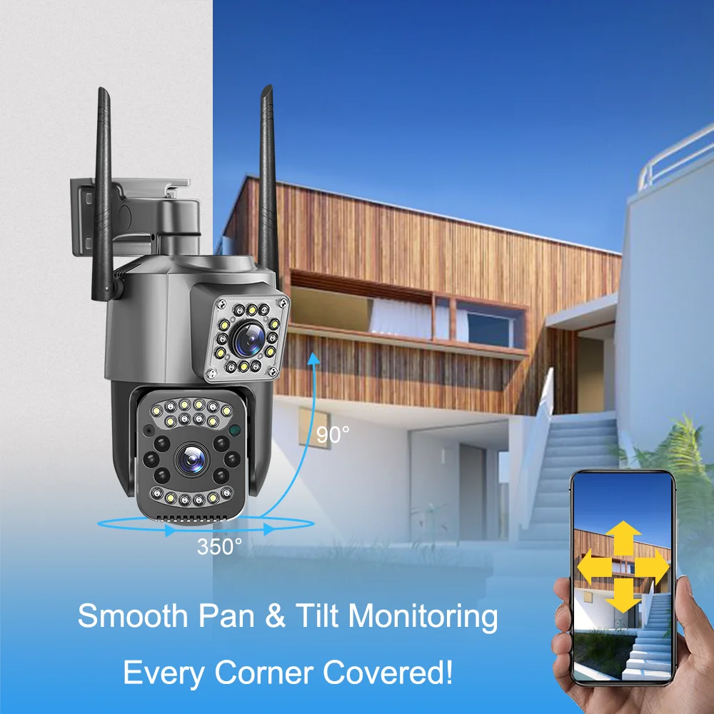 V380 Wifi Support 128 Memory Card Cctv Security Ip Camera Outdoor Cam Dual Lens Network Camera
