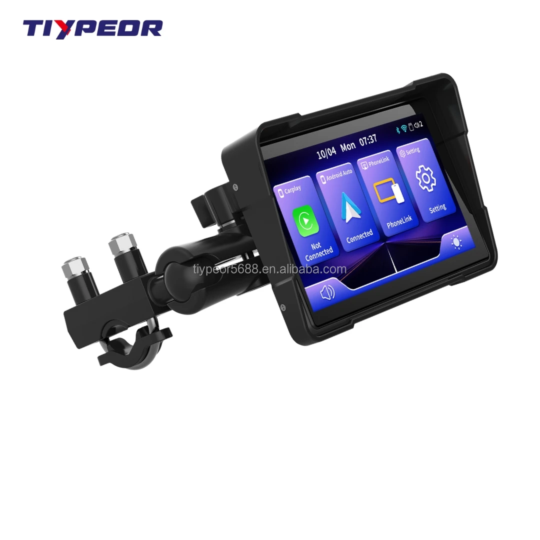 product tiypeor 5inch motorcycle gps navigation display screen wireless carplay android auto portable digital dashboard withdvr recorder-3