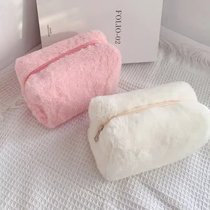 Macaron Color Skin Care Product Storage Bag Travel Toiletry Organizer Makeup Bag Velvet Plush Cosmetic Bag
