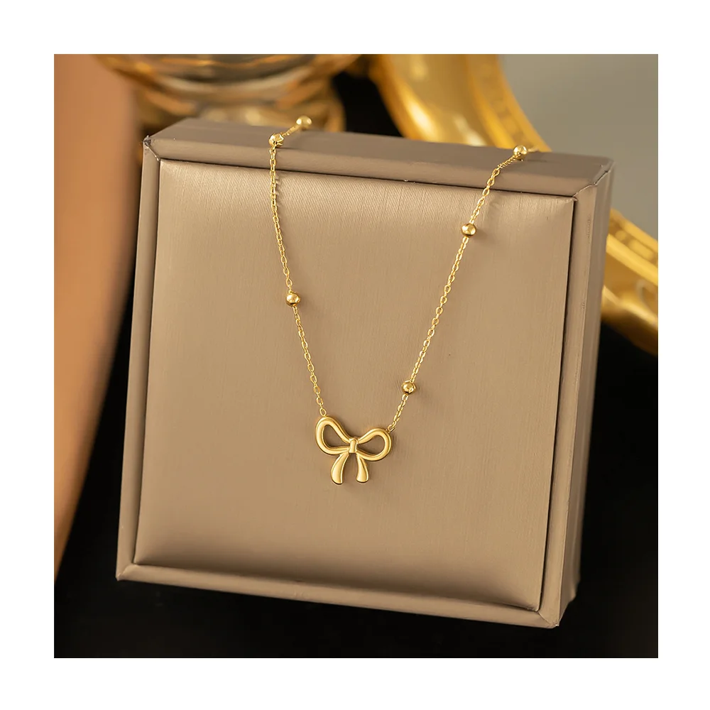 18k Gold Plated Bow Necklace - Tarnish Free & Elegant