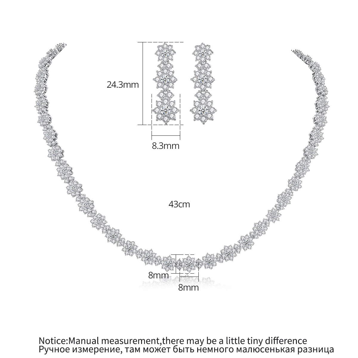 LUOTEEMI Ice Out Accessory Charm Icy Cubic Zirconia Earrings and Necklace  Jewellery Luxury Bridal Jewelry Set Woman Wedding