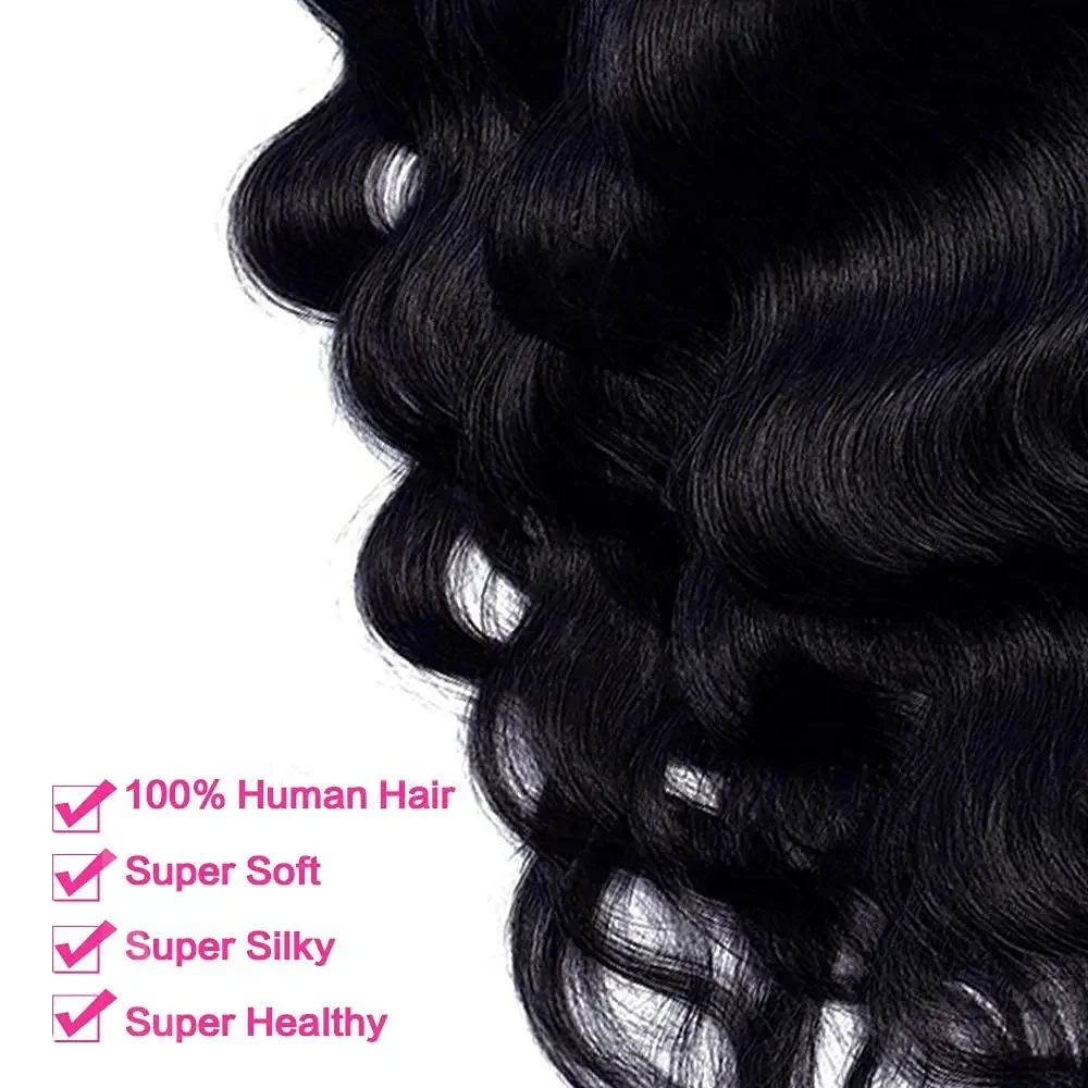 Body Wave Clip in Hair Extensions 8Pcs Natural Black 100% Real Human Hair 12-26Inch 120g_voghion.com