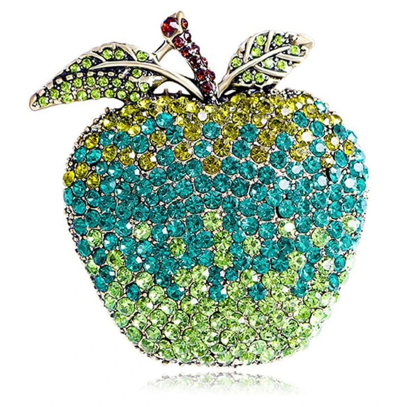 アクセサリー Apples Vintage Apple Rhinestone Bite Purple Enamel Swirl Sparkly