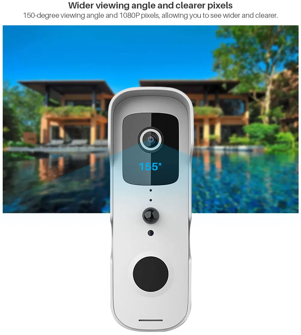 Campanello Smart WiFi 2.4GHz Citofono Wireless Intelligente Con Videocamera - Impermeabile IP65, WiFi, 58 Suonerie, Visione 90° Citofono Wireless Con Videocamera