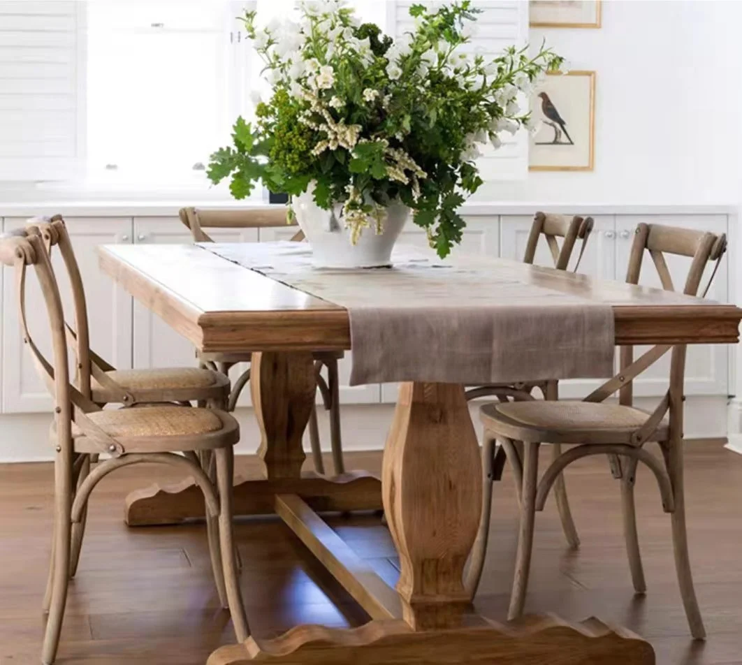 Оптовая продажа винтажный деревянный стул для банкета обеденного стола с крестообразной