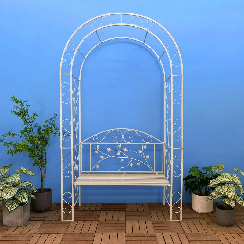 Outdoor Garden Arbor Arch With Bench Seat Steel Metal Iron Garden Arches Buy Iron Garden 1083