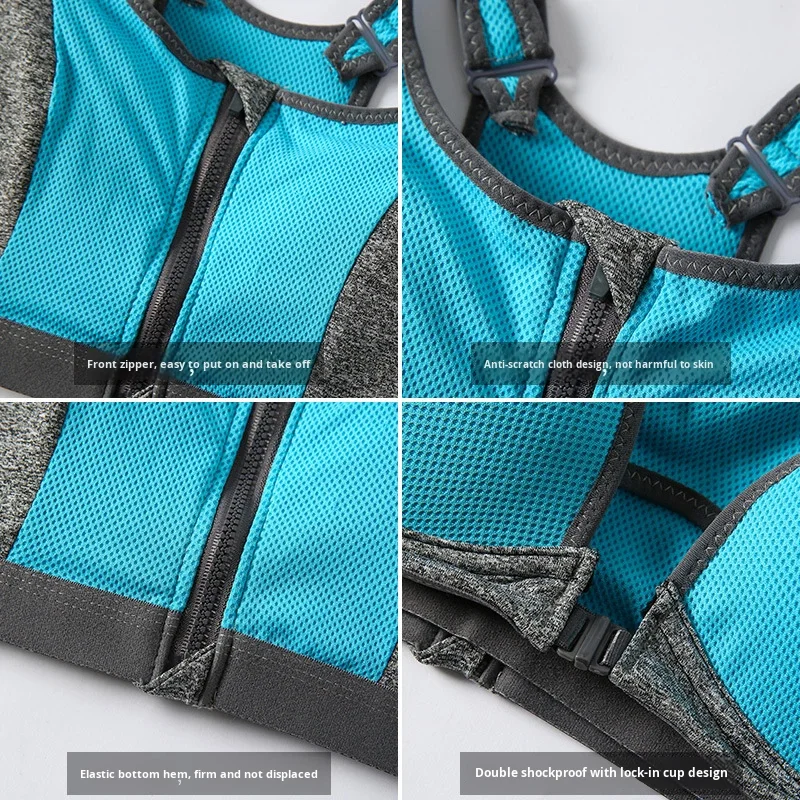 Sports Bra High-Intensity Running Shockproof Front Zipper Yoga Backless Vest Breathable  detail