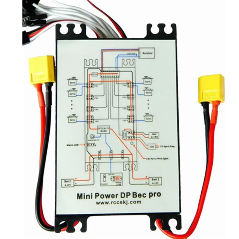 Rccskj 4106 Mini Power DP Pro Mini Servo Section Board 9 Channels Power Box Built 20A BEC and CDI Remote Switch for Gas Plane