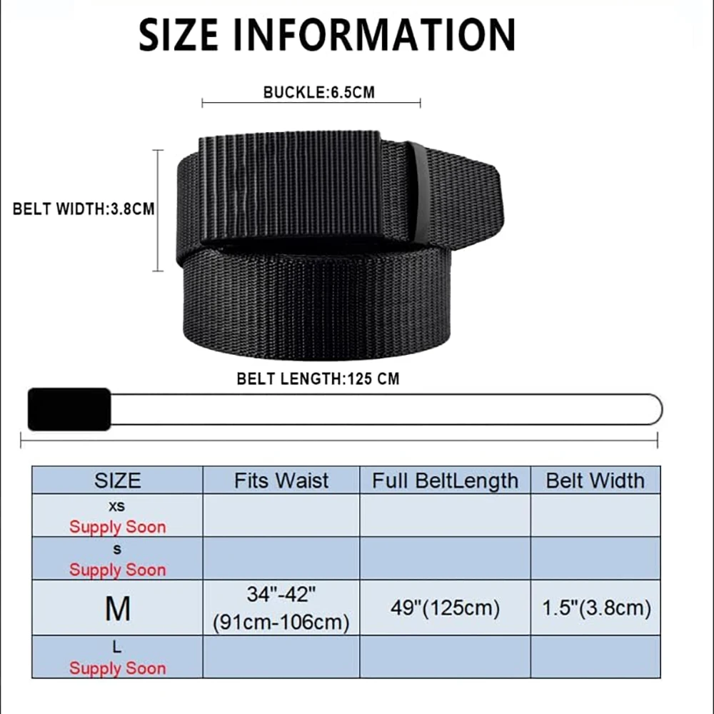 Lightweight Heavy Duty Nylon Ratchet Belt Durable Automatic Buckle Adjustable Web Tactical Belt