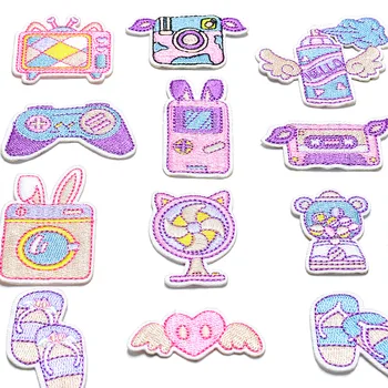 Cute Cartoon Designer Logo Embroidery Patch Purple Style Hand Made Embroidery Blazer Pocket Patch