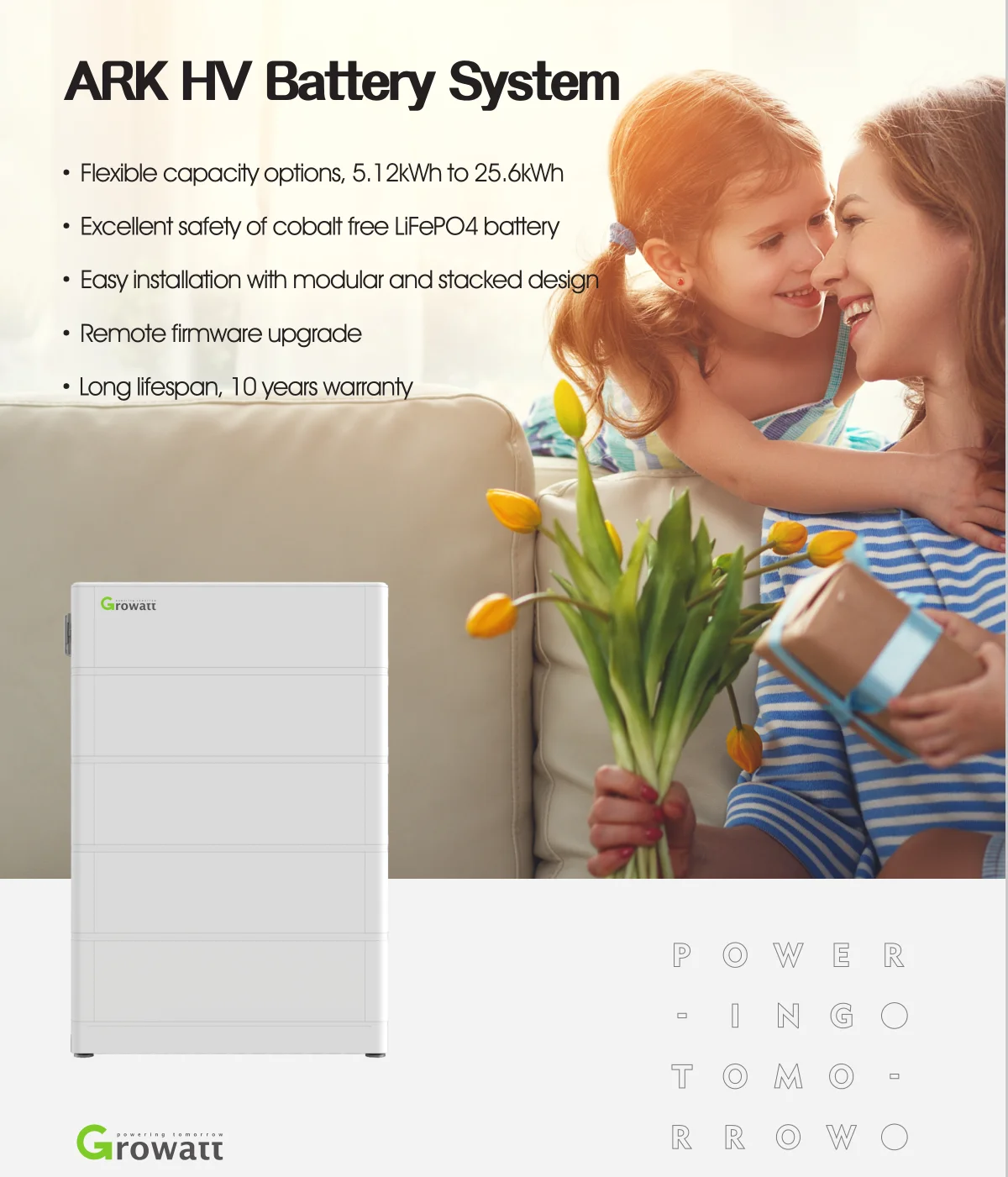 Rising Solar Growatt Lithium Ion Solar Battery Ark 7.6h Lifepo4 Lithium