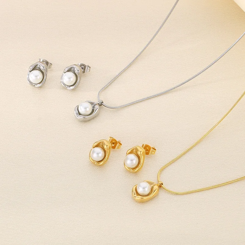 Songfu Jewelry Set Fine Shell Pearl Drop 18K Gold Plated