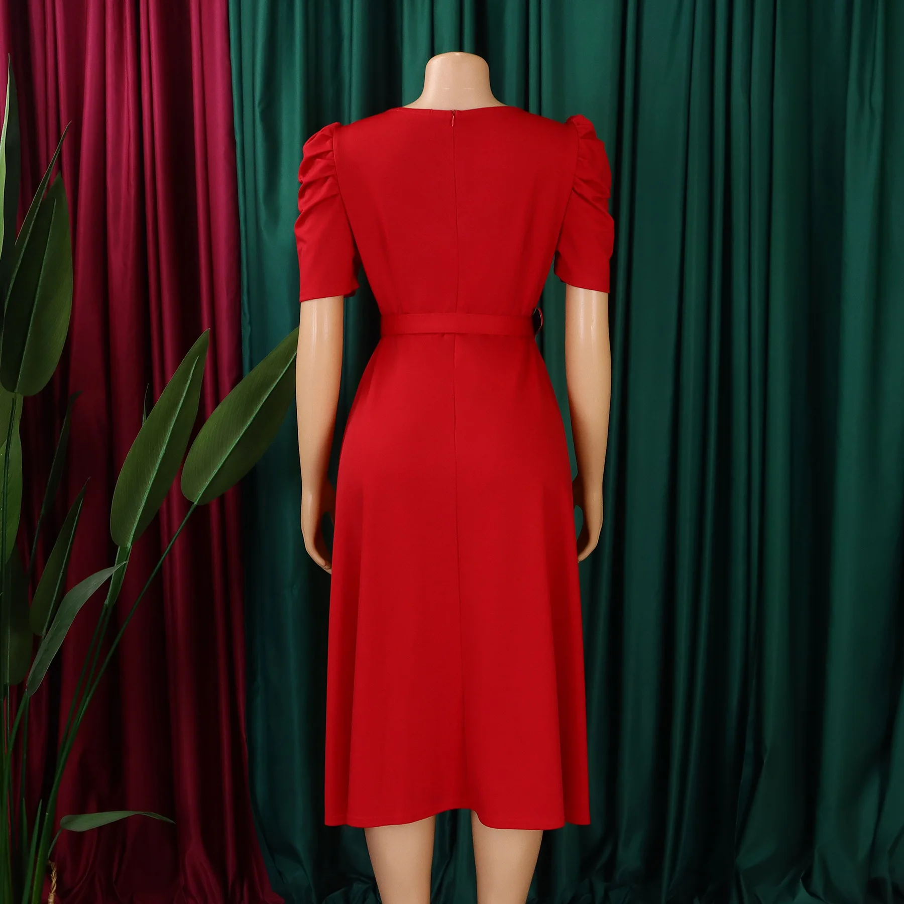 D490 Elegant Summer Dress - Short Sleeve V-neck A-line D490 Elegant Summer Dress - Short Sleeve V-neck A-line