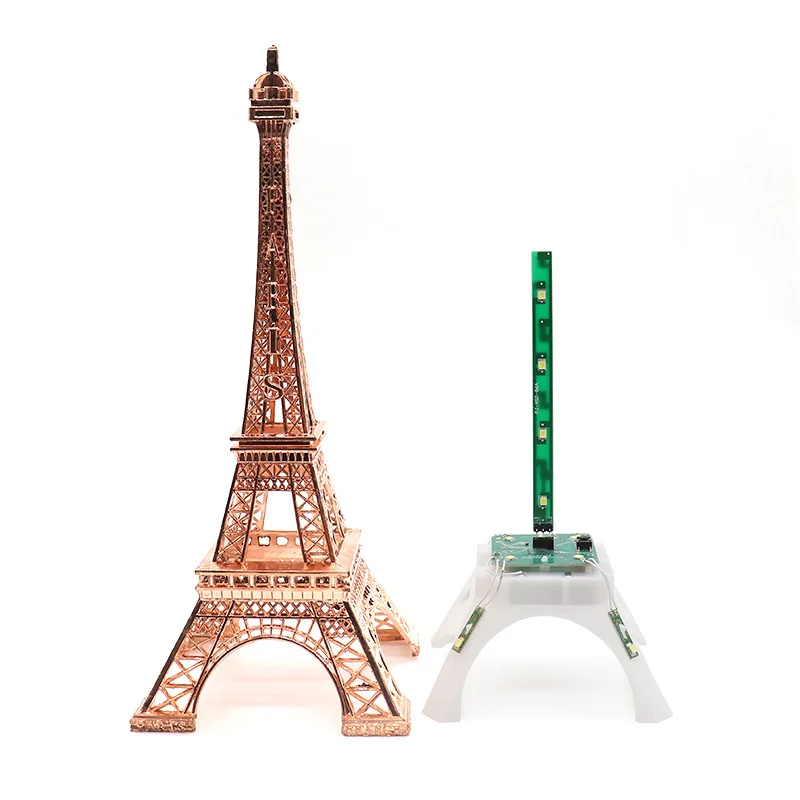 Factory Price Eiffel Tower Led Lighted Decorative Figurine Creative Home Metal Model Craft Gift Street Stall Best Seller