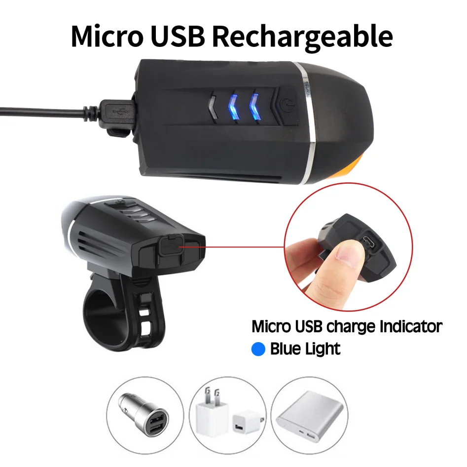 RTS Bicycle Front Light USB Rechargeable Led 120dB Horn Siren Wireless Remote Control Bike Light Alarm