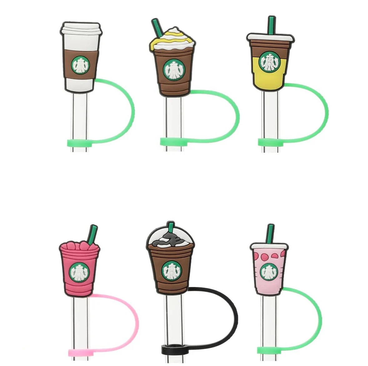 Silicone PVC Reusable Drinking Splash Proof Straw Covers Cap Lids Star Bucks Straw Topper for Tumbles Cups Accessories