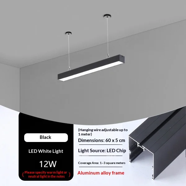 Moderne, schlichte, helle LED-Linearkronleuchte mit Aluminium- und PVC-Gehäuse, 120 cm, 6000 K, für Büros, Einkaufszentren, Supermärkte und Konferenzräume