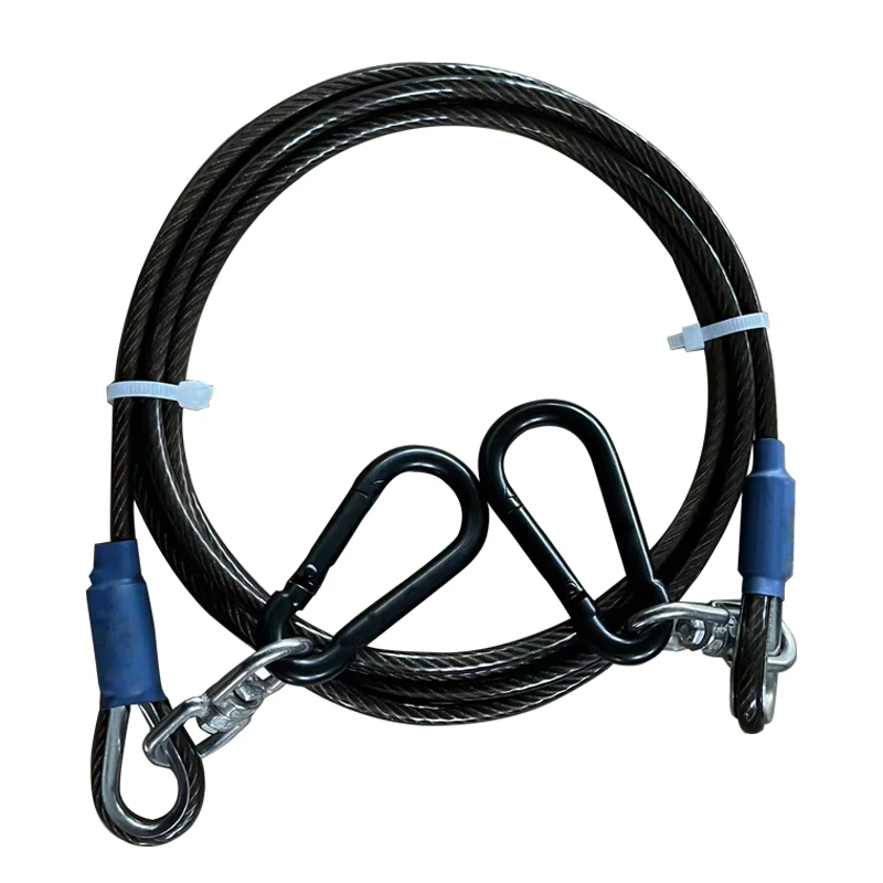 10ft/20ft/30ft Heavy Duty Hundebinding 4/6mm PVC-belagt kabel til hunde op til 300 lbs Rustfrit stål 304 316 ståltov