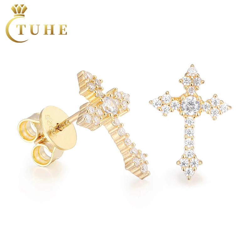 Custom Religious Tapered Cross Earring Pass Diamond Tester Custom Religious Tapered Cross Earring Pass Diamond Tester