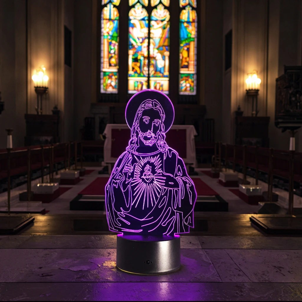キリスト・イエス・マリア像 アクリル3Dランプ テーブルランプ ホーム