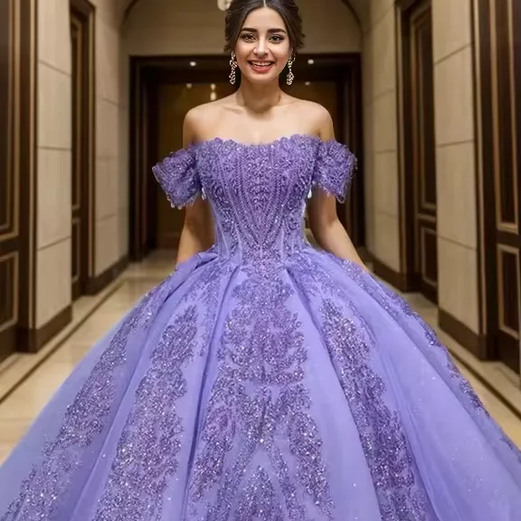 Robe De Soirée Zaftique Dentelle Lavande - Taille Plus 14/L, Neuve Sans étiquettes, Dernière Pièce