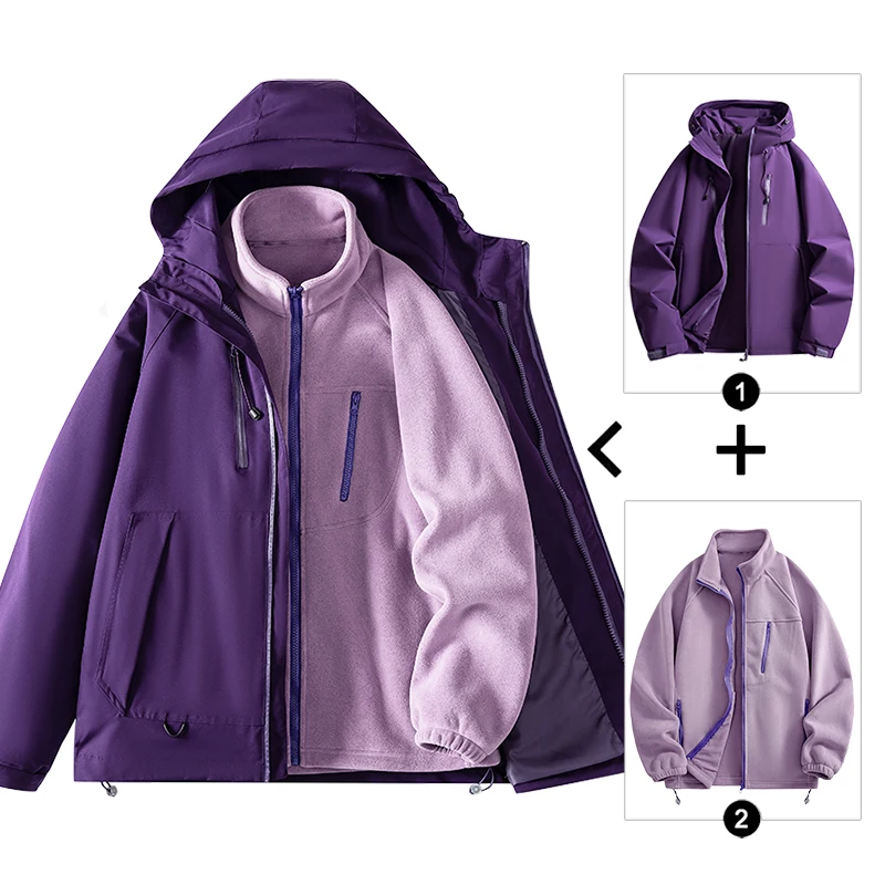 3-in-1 softshell jacket, 400g, removable fleece lining, unisex, warm winter outdoor outerwear.