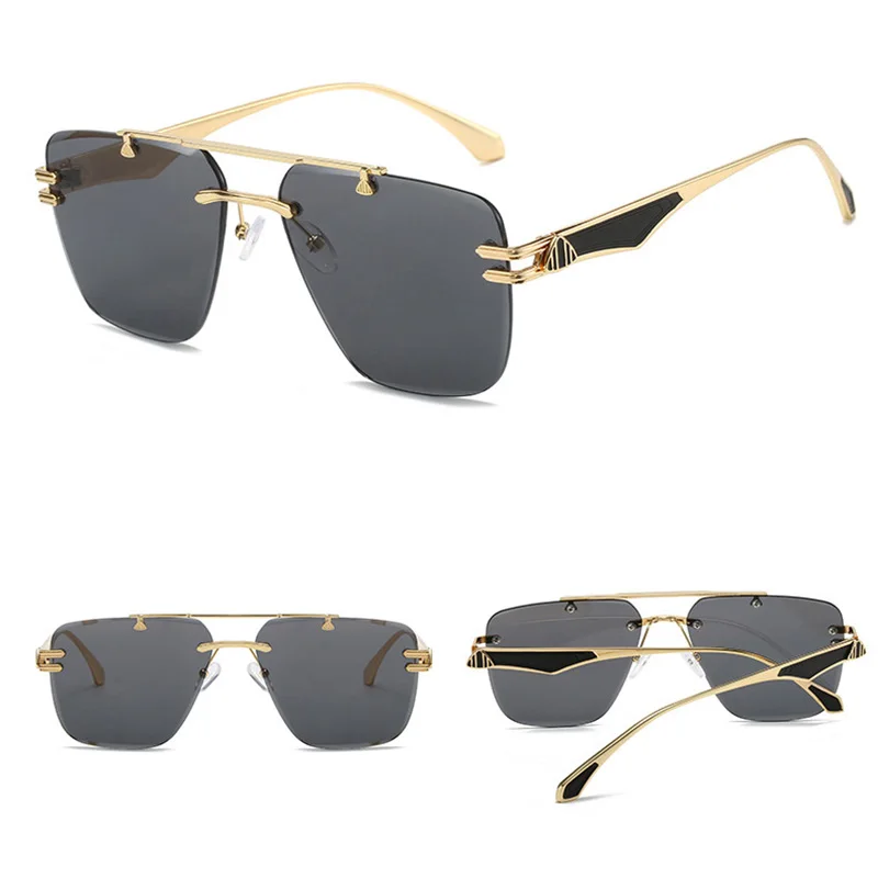 DL GLASSES Classic Double Bridge Pilot Eyewear Cut Edge Gradient Oculos 2024 Men Eyeglasses Rimless Sunglasses