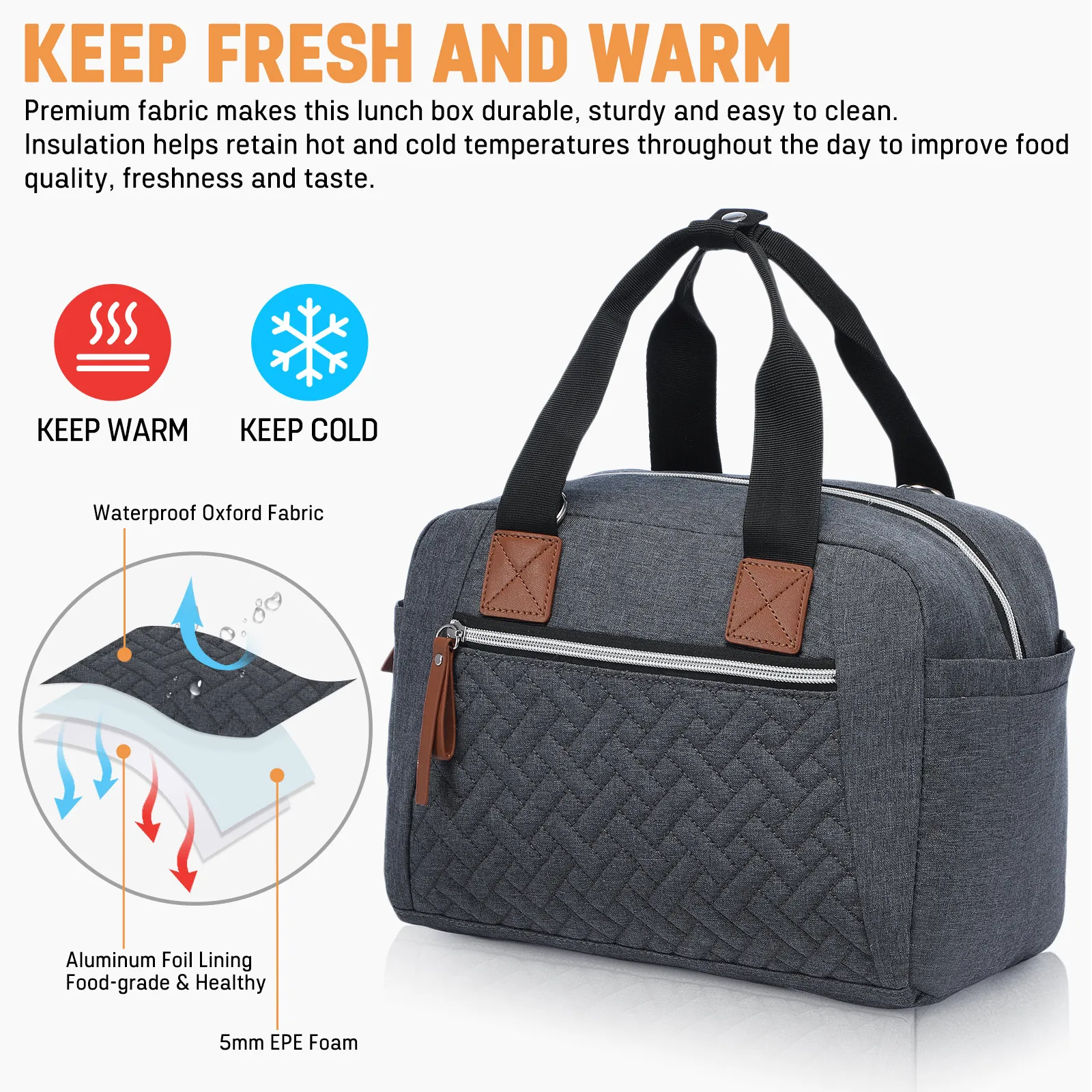 LOVEVOOK 2022 Reusable Cooler Tote Shoulder Bag Ladies Insulated Lunch Box for Office Work School Picnic Men Women Lunch Bags