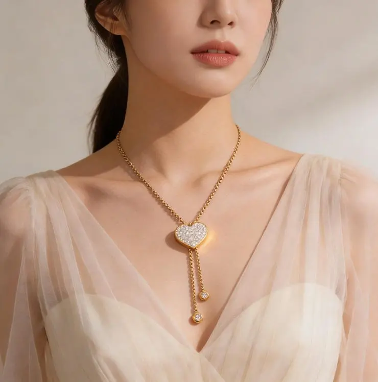 VYO 18K Gold Zirconia Heart Necklace