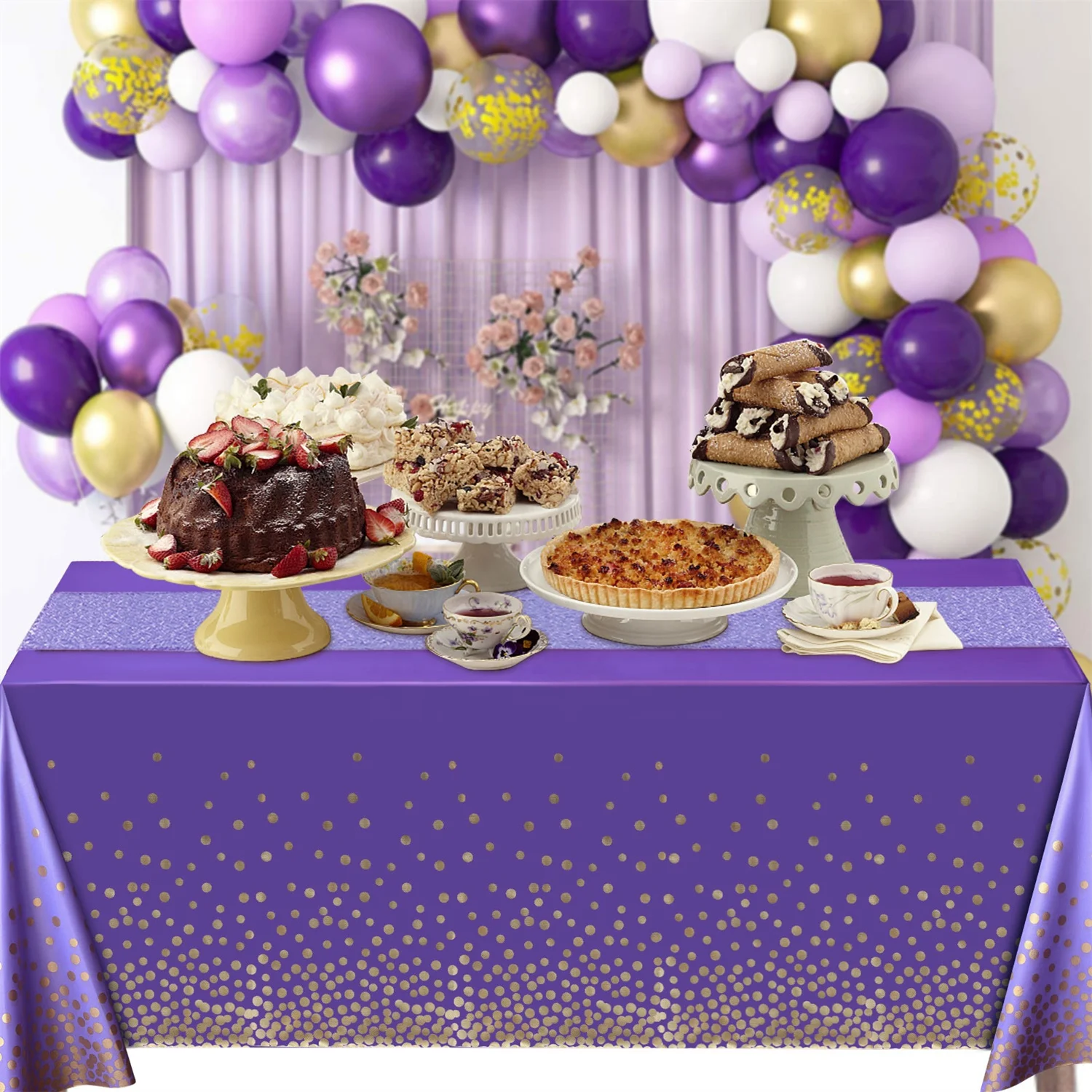 Customized Printed Rectangle Disposable Waterproof and Oilproof Birthday Wedding Party Plastic Tablecloths Table Cover