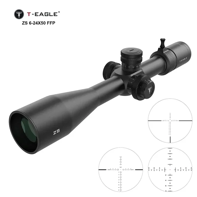 T-EAGLE ZS 6-24 FFP Hunting Scope Waterproof Shockproof aluminum material Premium Long Range Zero Stop Sight OEM Acceptable