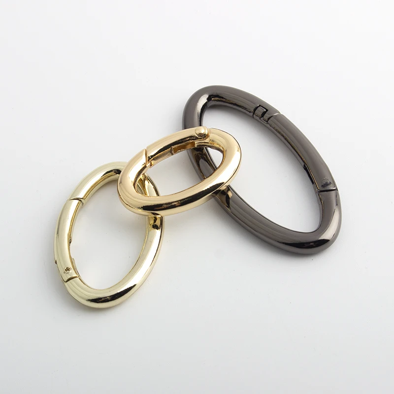 10 Stück Oval Ring Karabiner Bronze - 2,5cm Durchmesser Mit Karabinerverschluss