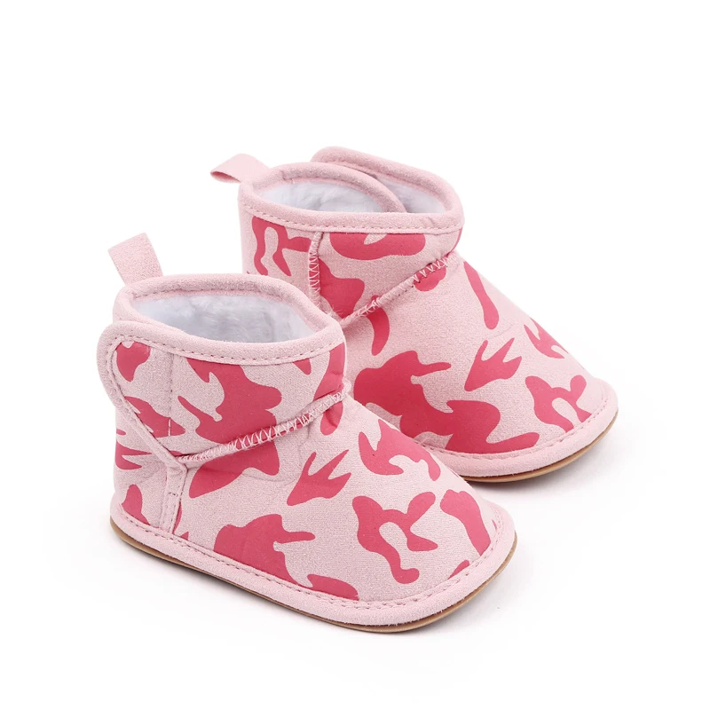New Winter Fleece Thickened Soft Base Camouflage Anti-slip Baby Girls and Boys Warm Cotton Boots supplier
