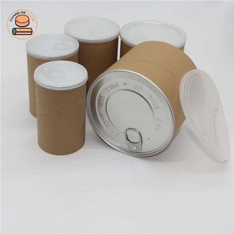 Recycled Round Carton Paper Packaging Boxes for Food Snacks Powder Round Box Packaging Paper Food Can Cardboard Tube Packaging