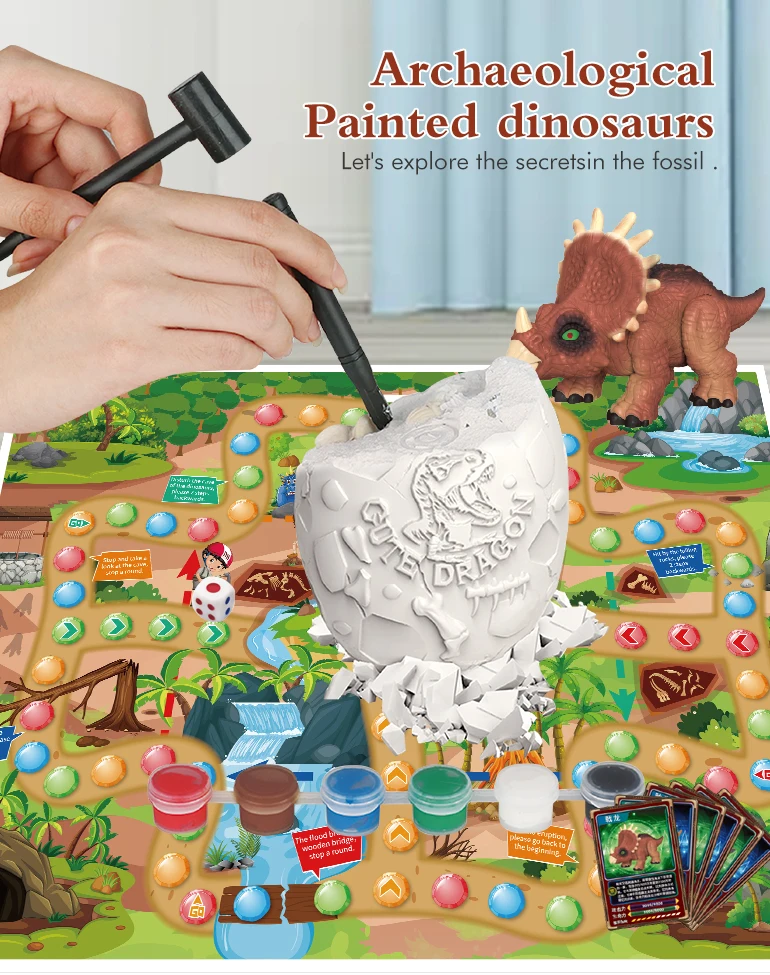 Graffiti drawing educational science archeology toy paint your own dinosaur art set diy color dinosaur toy painting kit for kids