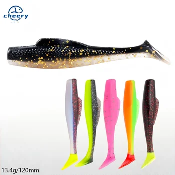 Cheery 12cm 13.4g 5pcs Paddle Tail Material Soft Bait Minnowz Wobblers Swimbait Fishing Lures Soft Lures Bait – Soft Lure – view 2