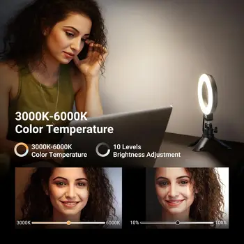 NEEWER Basic 5" Ring Light for Video Conference Lighting, Clip on Light Kit with Desk Tripod Stand for Monitor Laptop Computer detail image