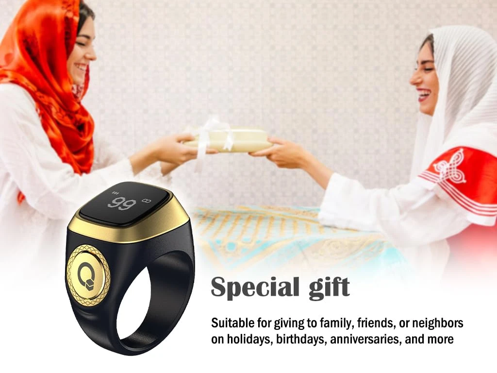 E01 Smart Ring Counter, Tasbih Zikr Ring, Muslim Islamic Prayer Smart Rings, Digital Electronic Smart Tally Counter for Prayer