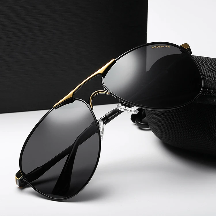 2023  Designer Men Metal Frame Sun Glasses Outdoor Sport Fishing Black  Lens Sunglasses